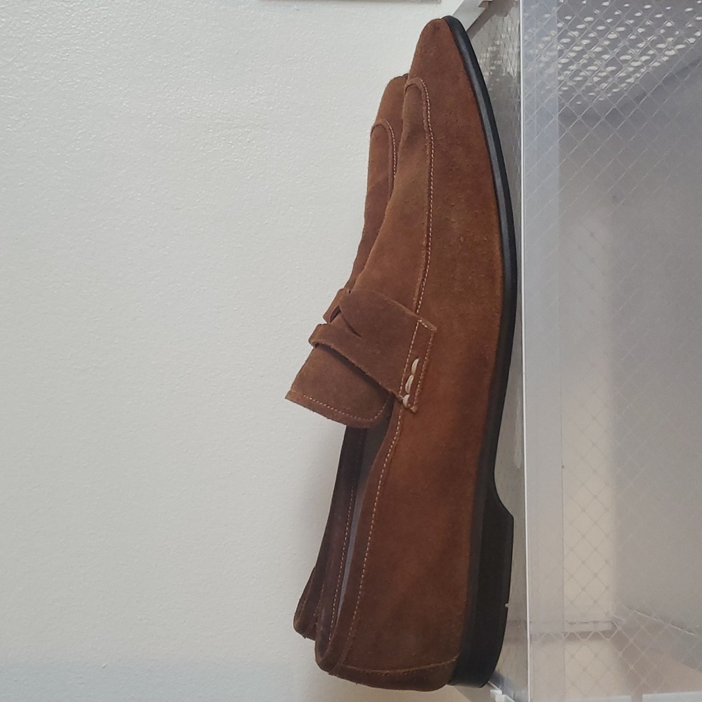 Men's Brown Suede Penny Loafers